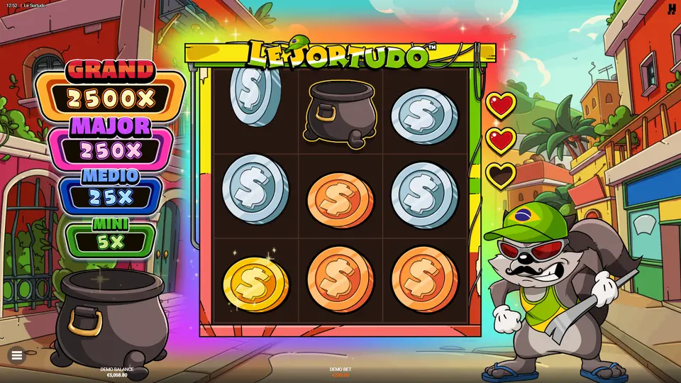 Rainbow Fortune Hold & Win round with the Life Meter showing 2 of 3 lives remaining